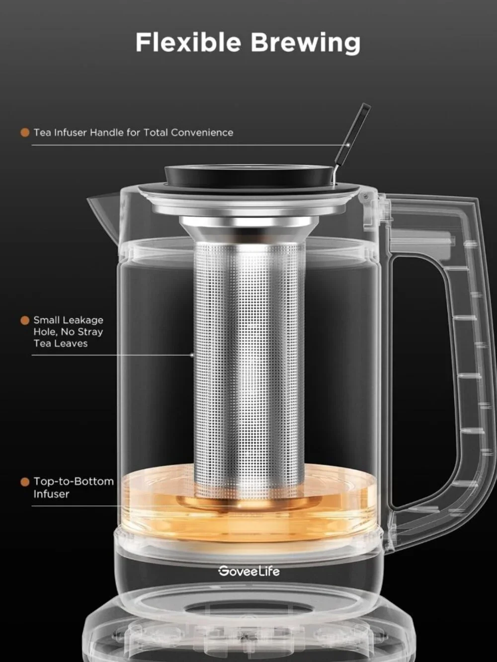 Smart Electric Kettle with Tea Infuser, 1.7L Capacity, Perfect for Loose Leaf